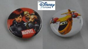 Disney Store Set of 2 Button Pins Badges Marvel Planes Party Favors Bag 2015 NEW