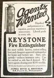 1905 antiguo extintor de incendios keystone anuncio impreso de colección ~ James Boyd&Bro, Filadelfia - Imagen 1 de 1