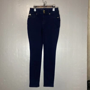 Iman Global Chic Womens Dark Blue Denim Jeans Size 4 Stretch - Picture 1 of 11