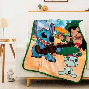 New Lilo and Stitch Beach Party Fleece Throw Gift Blanket Scrump Sherpa Disney - Picture 1 of 4