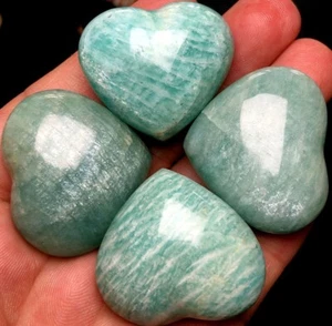 106g 4 amazonite Quartz heart crystal for love jewellery making Amazon gemstone - Picture 1 of 6