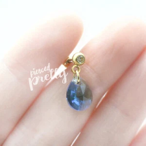 20g, 16g Teardrop dangle cartilage ear stud, Helix Tragus Labret bar(optional) - Picture 1 of 8