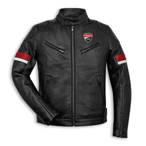 Ducati Uomini Moto Motociclo CE Protetto Armatura Pelle Sport Replica Giacca - Foto 1 di 3