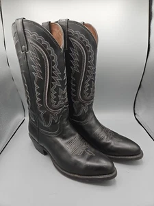 Nacona Hero Boots 10 D Black Cowboy Embroidered - Picture 1 of 10