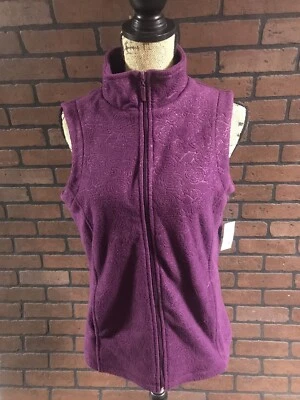 Chaleco mediano Laura Scott para mujer NUEVO cremallera púrpura Missy Sears en relieve Foto 1 de 4