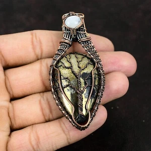 Pyrite Jewelry Copper Gift For Mom Wire Wrapped Tree Of Life Pendant 3.07" - Picture 1 of 7