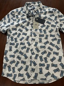NWT STONE ROSE White Blue Lobster AOP Short Sleeve Shirt Mens Size XL $145 - Picture 1 of 9