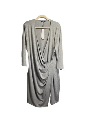 Nuevo $128 525 America Mujer Imitación Envolvente Vestido Cuello en V Gris Informal Talla 1X Plus Foto 1 de 4