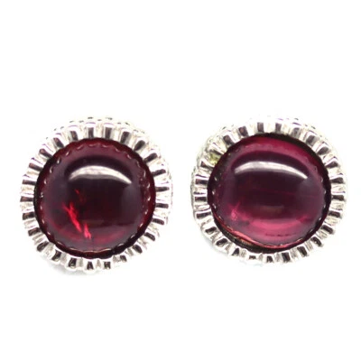 Plata de ley 925 8 mm. Pendientes granate rodolita roja púrpura Foto 1 de 4
