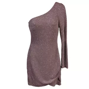 Speechless Dress Mauve Silver Glitter One Sleeve Bodycon Sexy Prom HOCO Size M - Picture 1 of 11