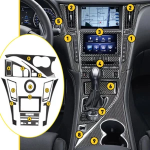Juego de 11x Juego de cubierta interior completo de fibra de carbono para Infiniti Q50 Q60 2014~2019 - Imagen 1 de 10