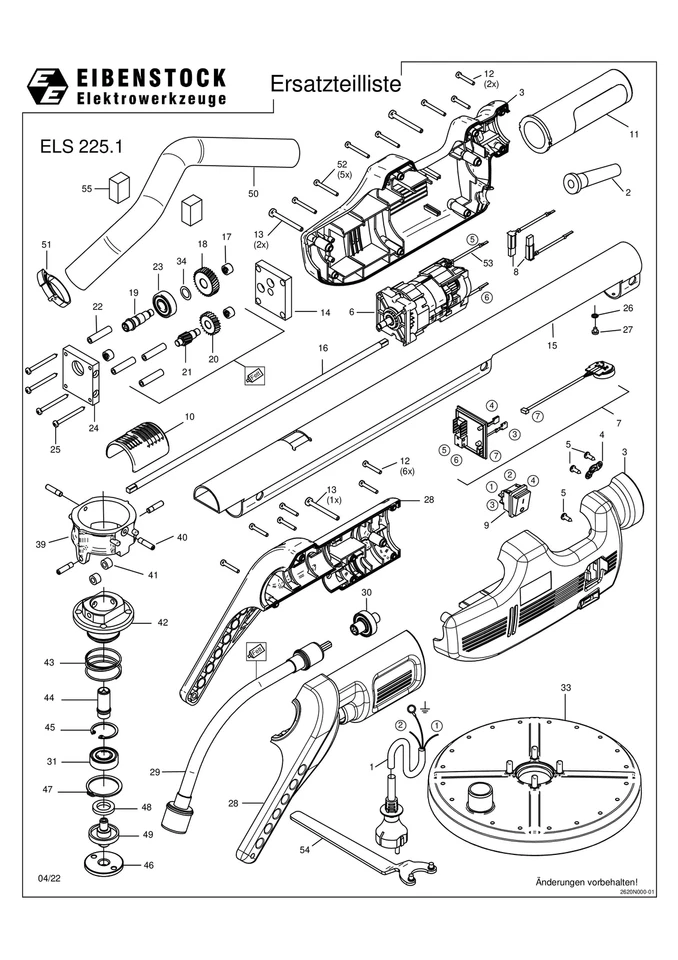 EIBENSTOCK ELEKTROWERKZEUGE Eibenstock Ersatzteile für ELS 225.1 Langhalsschleifer
