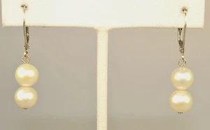DOPPELTE OHRHÄNGER STERLINGSILBER 7,1 MM PERLE MIT LEVERBACK - Bild 1 von 5