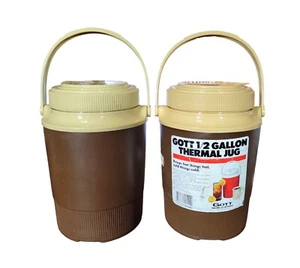 Lot of 2 Vintage GOTT Half Gallon Thermal Jug 1502 Brown/Tan - Picture 1 of 5