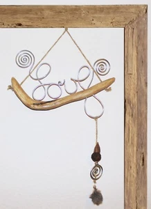 LOVE Maritimer Schriftzug Türschild Mobile: Aludraht + Schwemmholz H51 x B29 cm - Bild 1 von 6