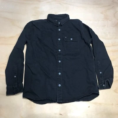 Camisa de mezclilla Quiksilver manga larga surf skate abotonada para hombre talla pequeña negra Foto 1 de 4
