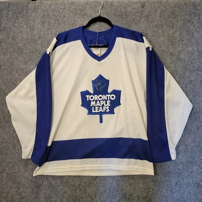 Vintage NHL Toronto Maple Leafs CCM Hockey Jersey Autographed G/L Distressed - Image 1 of 4