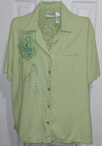 Blusa de playa Napa Valley para mujer floral mezcla de lino botón - crucero frontal talla XL - Imagen 1 de 5