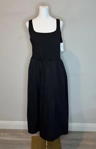 Vestido Pullover Spanx Negro Cuello Cuadrado Sin Mangas Midi Línea A Mixto Media XL - Imagen 1 de 9