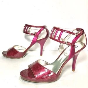 Carlos Santana pelle fucsia tacco a spillo peep toe cinturino donna 9M club - Foto 1 di 11