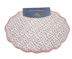 Tommy Bahama Red & White Stripped Scalloped Set Of 4 Placemats NWT - Picture 1 of 3