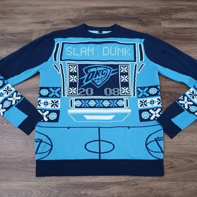 Oklahoma City Thunder Ugly Christmas Sweater Lights Up Size M Medium Slam Dunk - Image 1 of 4
