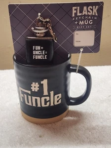 Eccolo #1 Funcle Mug & Flask Keychain Gift Set – Fun Uncle Coffee Cup & Mini... - Picture 1 of 5