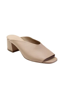 Vince Womens Block Heel Front Slit Slide Sandals Nude Brown Leather Size 6M - Picture 1 of 6