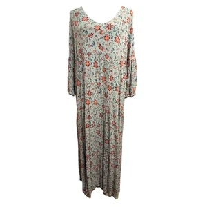 Staffelei Kleid groß Damen Stufen Crinkle Maxi Cottagecore Boho Lavendar gräulich - Bild 1 von 11