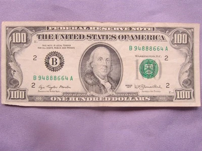 New York  $100 One Hundred Dollar Bill Series B 1977 Circulated Bill Blumenthal - Image 1 of 2