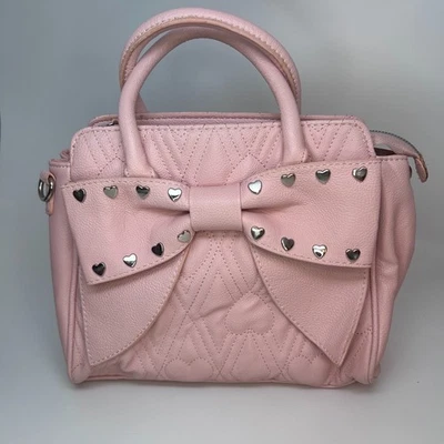 Betsey Johnson светло-розовый стеганая Дамская сумка сумочка сумка бант сердца - Изображение 1 из 4