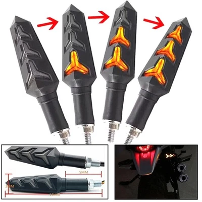 Luces traseras intermitentes LED de señalización de giro que fluyen para motocicleta de 4 piezas Foto 1 de 4