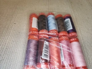 New - SEWING THREAD LOT- 10 Small Spools-Aurifil Cotton 50wt Assorted  - Picture 1 of 3