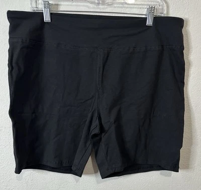 Hanes Women’s High Rise 7” Inseam Cotton Stretch Casual Black Shorts Size XXL - Image 1 of 4