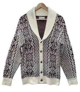 Vintage 70s Sears Kings Road Shop Big Lebowski Style Cardigan Shawl Collar Sz S - Picture 1 of 15