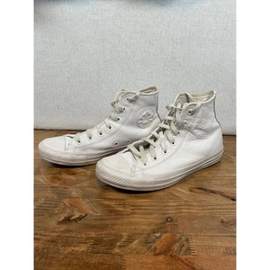Converse All Star Chuck Taylor Weiß Leder High Top Sneaker Schuhe W 7,5 M 5,5 - Bild 1 von 6