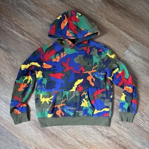 Polo Ralph Lauren Pony Print Hoodie Boys Sz L (14-16) Multicolor Camo - Picture 1 of 6