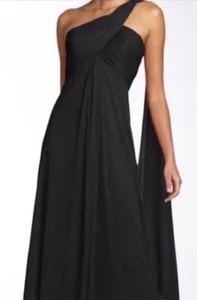 Alex Evenings Damengröße 6 schwarzes Kleid One-Shoulder-Chiffon Maxi fließend neu mit Etikett - Bild 1 von 12
