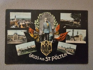 Seltene Österreich AK - Gruss aus St. Pölten Kaiser Franz Joseph I Multi-V A2 - Bild 1 von 2