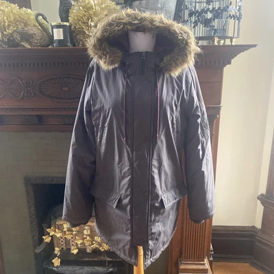 Abrigo aislante Vans extraíble imitación piel ribete capucha gris oscuro mujer junior talla L Foto 1 de 4