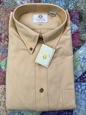 Viyella mens shirt large 80%cotton20%wool Gold color NEW - Image 1 of 4