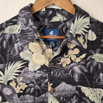 Camisa Hawaiana Caribbean Joe Seda Botón Manga Corta Hombre’s XLarge Parrot Island Foto 1 de 4