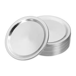 12pcs Mason Jar Lids 2.76" Tinplate Split-Type Canning Jar Lids, Silver - Picture 1 of 7