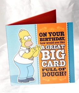 RARE Large Homer Simpson Birthday Card Big Card Full Of Dough Makes Sound D'OH!  - Picture 1 of 4