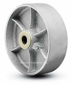 6 Stück 620 6 Zoll x 2 Zoll Gusseisenrad, 1.200 Pfund Kapazität, Rollenlager, 2-3/16 Zoll Nabe - Bild 1 von 1