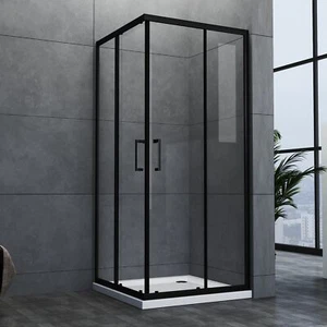 Duschkabine 90x90 100x100 Eckeinstieg Schiebetür Duschabtrennung Schwarz Dusche - Bild 1 von 17