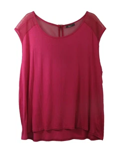 Pinc Blouse Top Plus Sz 3X Pink Mesh Insert Sleeveless Back Exposed Zip Stretch - Picture 1 of 8