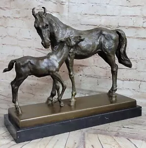 BRONZE PFERDEFOHLEN AUF MARMOR TIER KUNST SIGNIERT MILO SKULPTUR STATUE KUNSTWERK - Bild 1 von 14