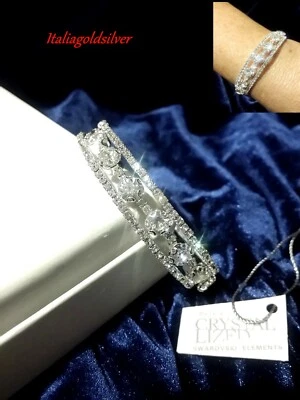 Bracciale Donna Tennis SWAROVSKI ORIGINALI Argento Cristalli Ragazza SPOSA  oro - Immagine 1 di 4