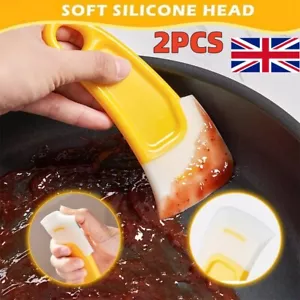 2Pcs Silicone Pan Scraper Kitchen Utensil Cleaning Spatula Cooking Baking Tools - Picture 1 of 20